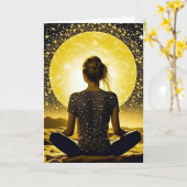 Carte Méditation féminine sous la lune céleste (Fleur jaune)