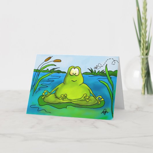 Carte Méditation frog art print card (Devant)