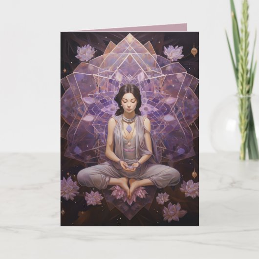 Carte Méditer des cristaux de yoga Amethyst Lotus Annive (Devant)