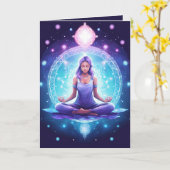 Carte Méditer des cristaux de yoga Amethyst Lotus Annive (Fleur jaune)