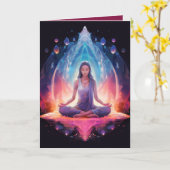 Carte Méditer des cristaux de yoga Vibrant couleur Anniv (Fleur jaune)