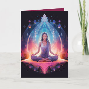 Carte Méditer des cristaux de yoga Vibrant couleur Anniv