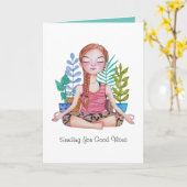 Carte Méditer la fille avec les Plantes (Fleur jaune)