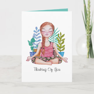 Carte Méditer la fille avec les Plantes