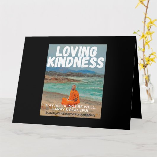 Carte Méditer Moine Mindfulness Metta Aimer la gentilles (Fleur jaune)