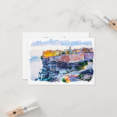 Carte Méditerranée Corse France Elégante aquarelle (Devant/Arrière en situation)