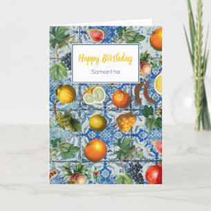 Carte Méditerranée Fruit Bleu Mosaïque Anniversaire