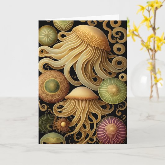 Carte Méduse | Salutation Haeckel moderne (Fleur jaune)