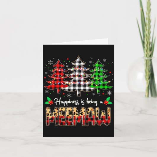 Carte Meemaw Christmas Tree Xmas Buffalo Plaid Red White (Devant)
