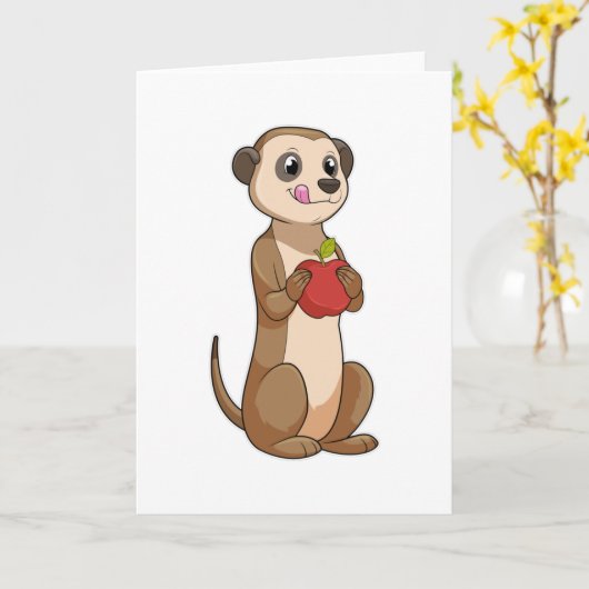Carte Meerkat avec pomme (Fleur jaune)