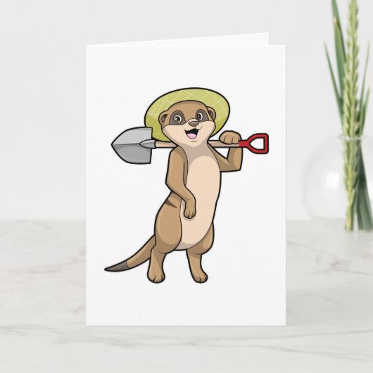 Carte Meerkat en tant que fermier avec Shovel (Devant)