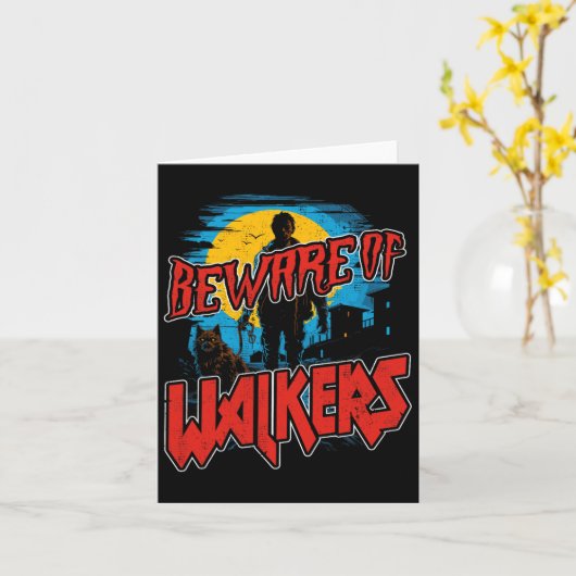 Carte Méfiez-Vous Des Marcheurs Scary Zombie Chien Walke (Fleur jaune)