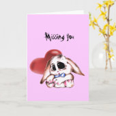 Carte Megg : Un lapin mignon - garçon, vous manquant (Fleur jaune)