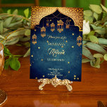 Carte Mehndi Indian Arabian Design marocain nuit étoile<br><div class="desc">Mehndi / Sangeet motifs de style indien arabe marocain design foncé bleu turquoise invitation.</div>