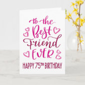 Carte Meilleur Ami 75e anniversaire Typographie en rose (Fleur jaune)
