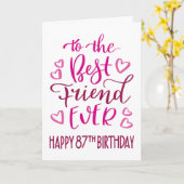 Carte Meilleur Ami 87e anniversaire Typographie en rose (Fleur jaune)
