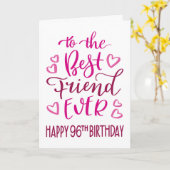 Carte Meilleur Ami 96ème Anniversaire Typographie en ros (Fleur jaune)