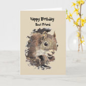 Carte Meilleur Ami Anniversaire Amusant avec écureuil (Fleur jaune)