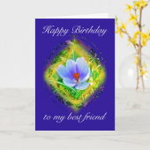 Carte Meilleur Ami Anniversaire Blue Crocus (Fleur jaune)