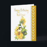 Carte Meilleur Ami Anniversaire Poème Chickadee & Sunflo<br><div class="desc">Birthday Greeting for the Friend oms loves flowers and birds,  gardening,  Sunflowers,  Birds and Chickades</div>