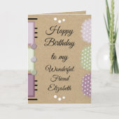 Carte Meilleur ami anniversaire prune rustique (Devant)