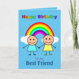 Carte Meilleur Ami Arc-en-Ciel Anniversaire Personnalisé