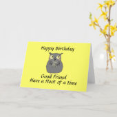 Carte Meilleur Ami Hooty Owl Anniversaire (Fleur jaune)