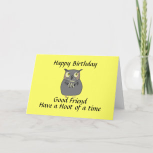 Carte Meilleur Ami Hooty Owl Anniversaire