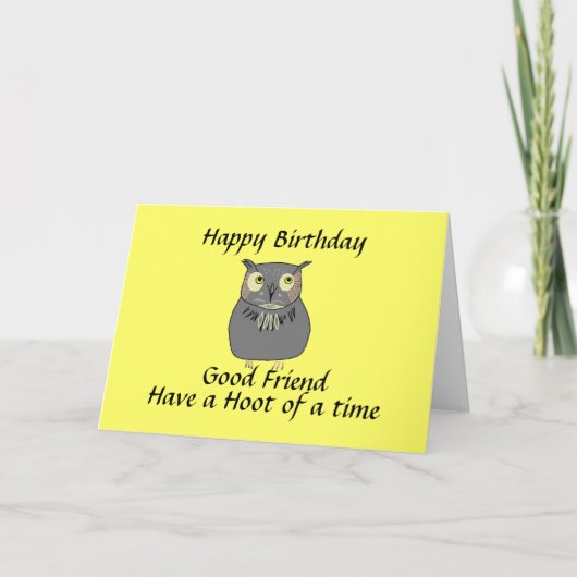 Carte Meilleur Ami Hooty Owl Anniversaire (Devant)