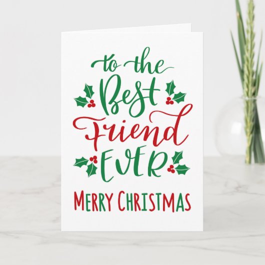 Carte Meilleur Ami Joyeux Noël Typographie (Devant)