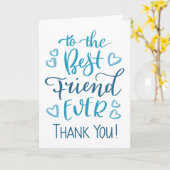 Carte Meilleur ami toujours Merci Typographie en bleu (Fleur jaune)