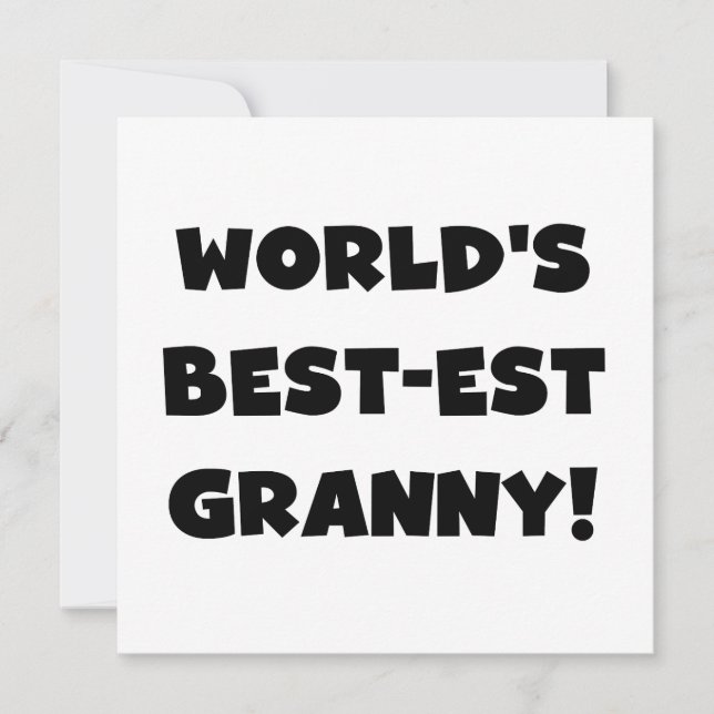 Carte Meilleur cadeau Granny Black Text Tshirts du monde (Devant)