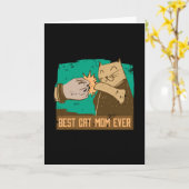 Carte Meilleur Cat Maman jamais (Fleur jaune)