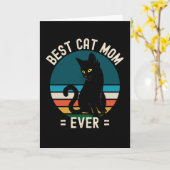 Carte Meilleur Chat Maman Jamais Drôle Chat Noir Cadeau (Fleur jaune)