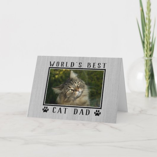 Carte Meilleur Chat Papa photo Fête des pères rustique (Devant)