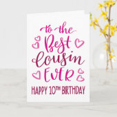 Carte Meilleur Cousin 10e anniversaire de typographie en (Fleur jaune)