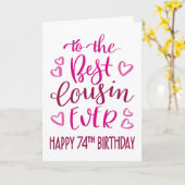 Carte Meilleur Cousin 74e anniversaire de typographie en (Fleur jaune)