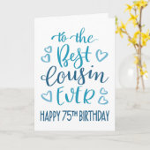 Carte Meilleur Cousin 75e anniversaire de typographie en (Fleur jaune)