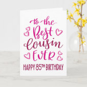 Carte Meilleur Cousin 85e anniversaire de typographie en (Fleur jaune)