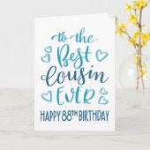 Carte Meilleur Cousin 88e anniversaire Typographie en bl (Fleur jaune)
