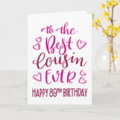Carte Meilleur Cousin 89e anniversaire de typographie en (Fleur jaune)