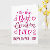 Carte Meilleur Cousin Ever 15e Anniversaire Typographie  (Fleur jaune)