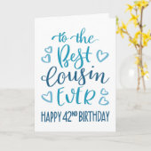 Carte Meilleur Cousin Ever 42ème Anniversaire Typographi (Fleur jaune)
