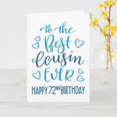Carte Meilleur Cousin Ever 72ème Anniversaire Typographi (Fleur jaune)