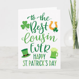 Carte Meilleur Cousin Ever St Patrick's Day Typographie