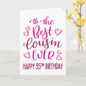 Carte Meilleur Cousin toujours 35e anniversaire Typograp (Fleur jaune)