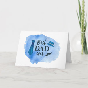 Carte Meilleur DAD jamais Blue Watercolor Cravate Casque