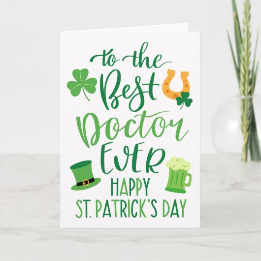 Carte Meilleur docteur Ever St Patrick's Day Typographie (Devant)