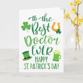 Carte Meilleur docteur Ever St Patrick's Day Typographie (Fleur jaune)