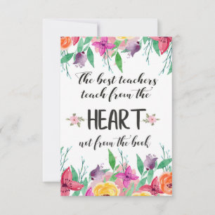 Carte Meilleur enseignant Appréciation devis cadeau Merc